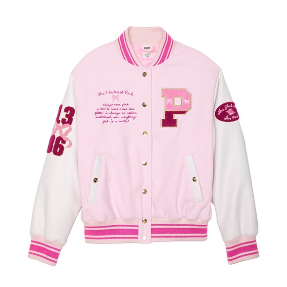 VS PINK x LoveShackFancy Boyfriend Varsity Jacket - Picture 10 of 16